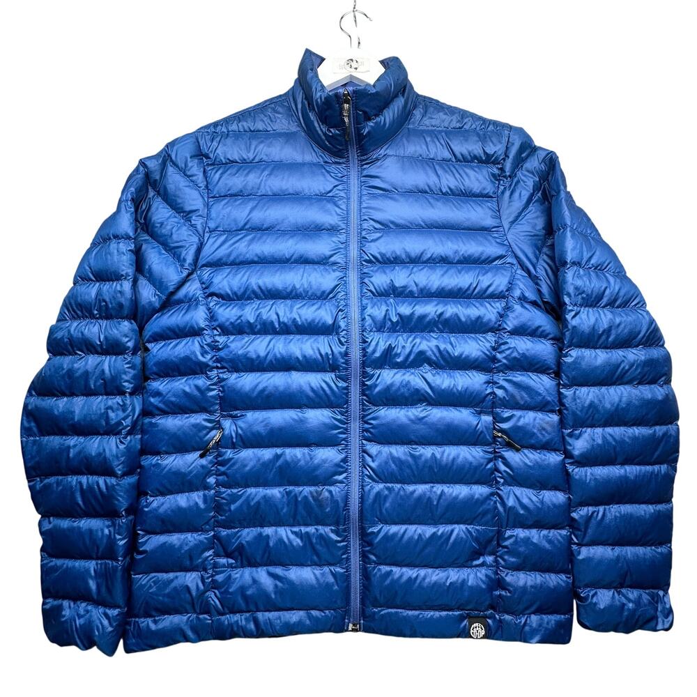 REI Co-op 650 Down Puffer Jacket Mens Large Blue Full Zip Quilted 17475-F18